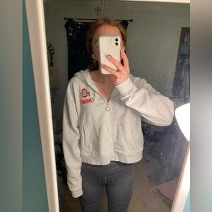 ohio state cropped zip up